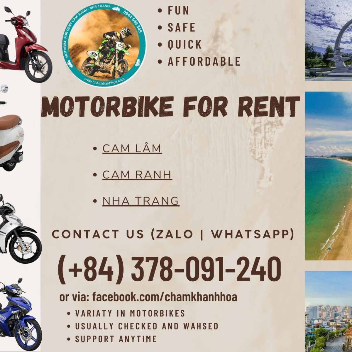 MOTORBIKE FOR RENT [CAM RANH-NHATRANG-CAMLAM]